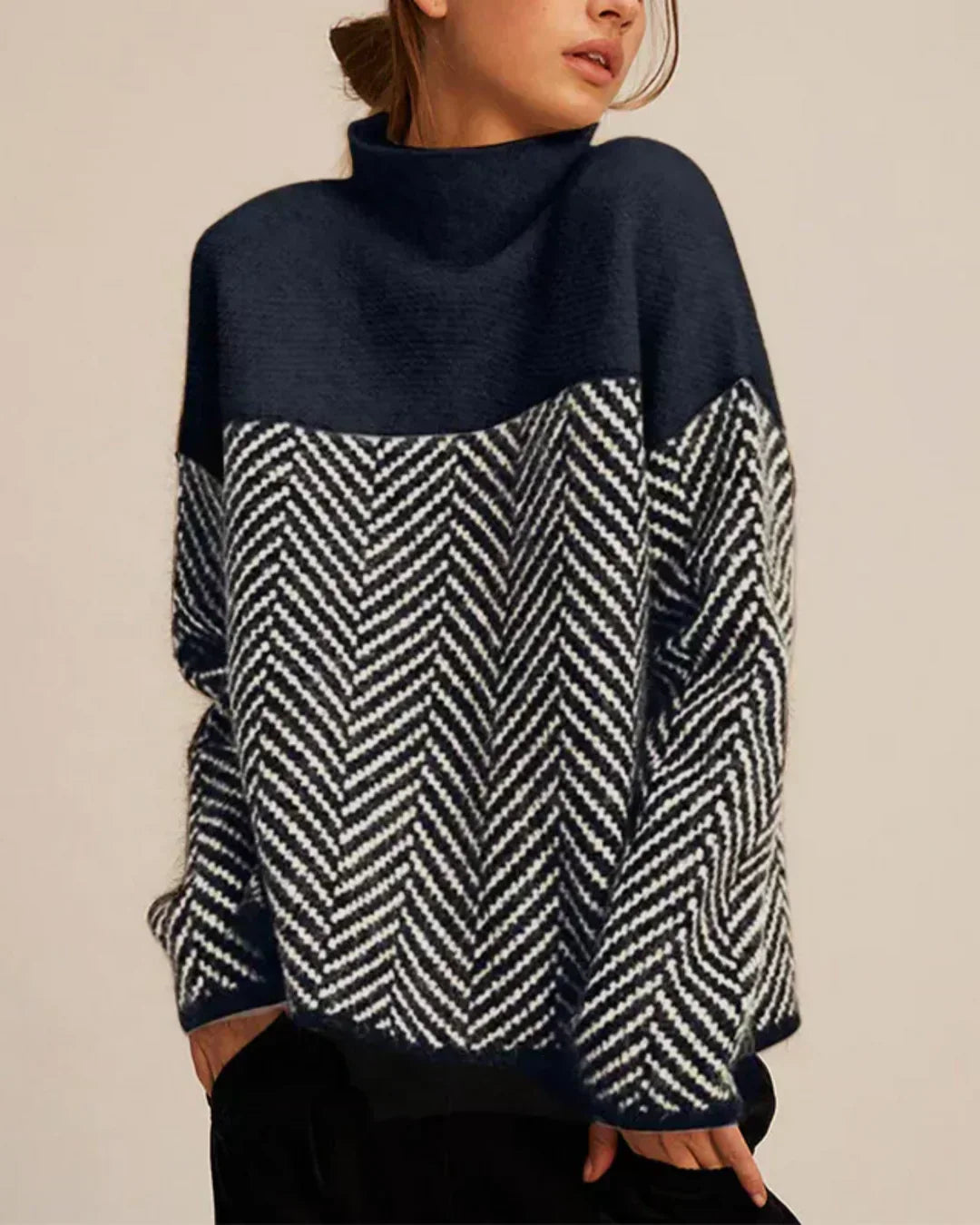 Olivia™ | Jersey de cuello alto de algodón